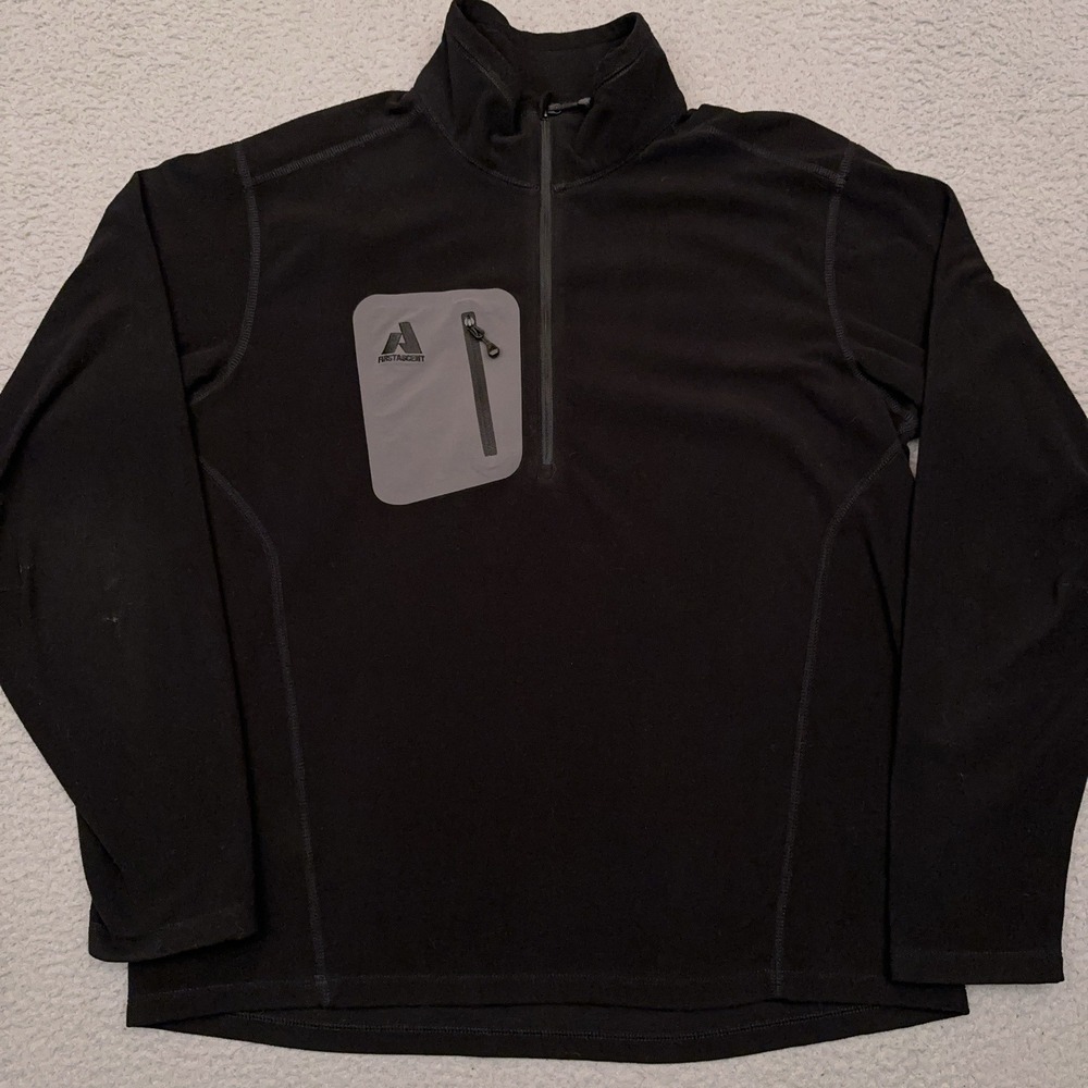 Eddie Bauer First Ascent‎ 1/4 Zip Fleece Men's Large Black Lightweight Mock Neck